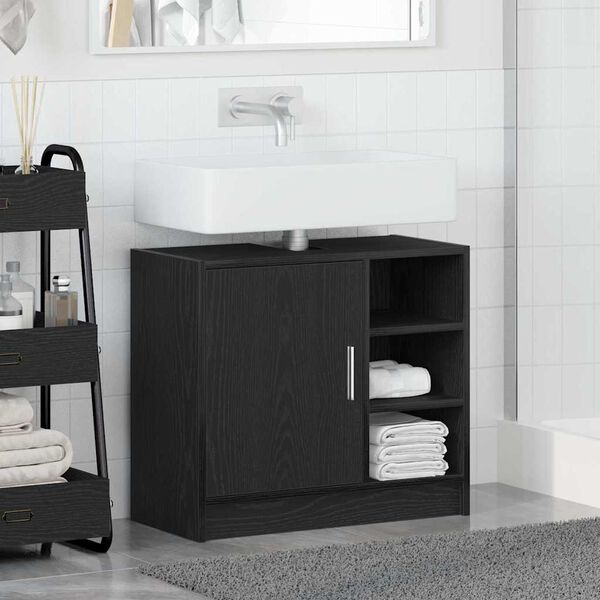 vidaXL Waschbecken-Schrank mit Speicher Schwarze Eiche 63 x 29 x 55 cm