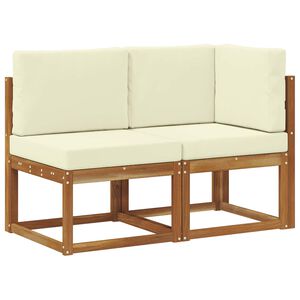 vidaXL Outdoor Mittel- und Ecksofa mit Kissen 2 St&uuml;ck Natur und Creme