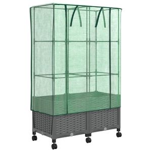 vidaXL Gartenplanter mit Gew&auml;chshausabdeckung und R&auml;dern 2 stk. PP
