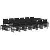 vidaXL 17-tlg. Garten-Essgruppe mit Kissen Schwarz Poly Rattan