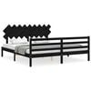 vidaXL Massivholzbett mit Kopfteil Schwarz