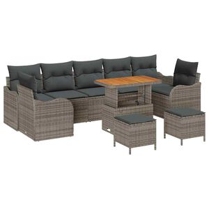 vidaXL Gartensofa-set mit Kissen 10 pcs Grau Poly-Rattan