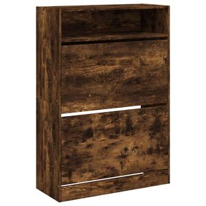 vidaXL Schuhschrank mit 2 Klappen R&auml;uchereiche 80x34x116 cm