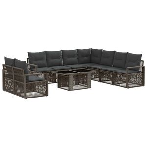 vidaXL Gartensofa-set 10 stk. Grau und Dunkelgrau Poly-Rattan