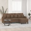 vidaXL 3-Sitzer-Sofa mit Hocker Braun 180 cm Stoff