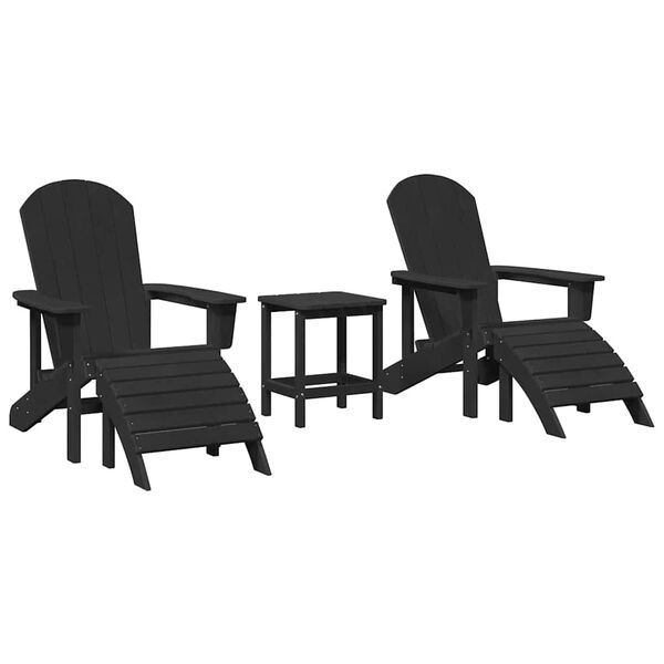 vidaXL Garten Lounge Möbel 3 pcs Schwarz 38 x 38 x 46cm Plastik