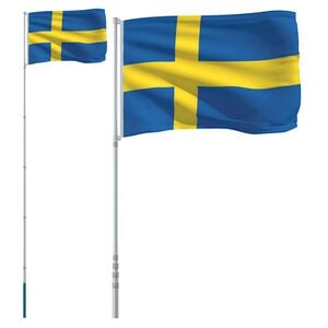 vidaXL Flagge Schwedens mit Mast 5,5 m Aluminium