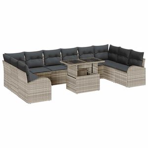 vidaXL Gartensofa-set 11 stk. Hellgrau Poly-Rattan
