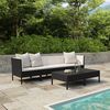 vidaXL 6-tlg. Garten-Lounge-Set mit Auflagen Poly Rattan Schwarz