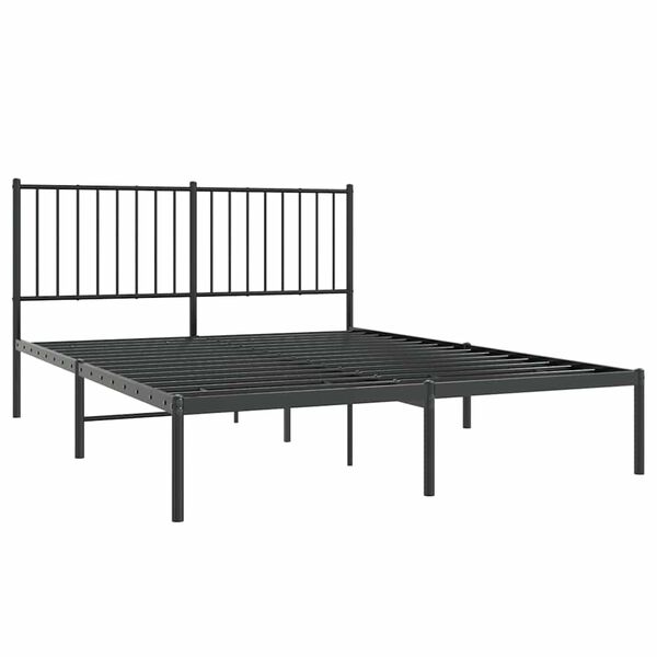vidaXL Bettgestell mit Kopfteil Metall Schwarz 135x190 cm