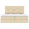 vidaXL Bett mit LED-Lichtleisten mit Kopfteil Creme 180 x 200 cm Stoff