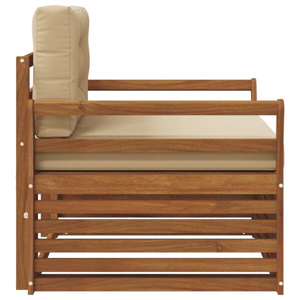 vidaXL Outdoor-Sofagarnitur Massives Akazienholz und Polyester Natur