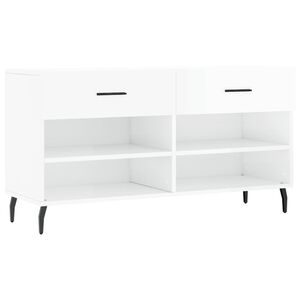 vidaXL Schuhbank Hochglanz-Wei&szlig; 102x35x55 cm Holzwerkstoff