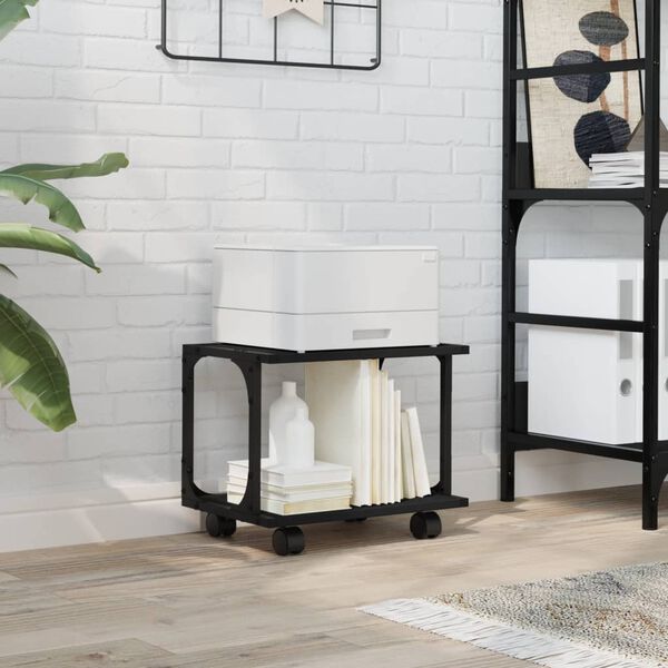 vidaXL Druckerständer 2 Ablagen Schwarz 41x28x33,5 cm Holzwerkstoff