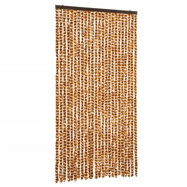 vidaXL Insektenschutz-Vorhang Ocker und Wei&szlig; 100x220 cm Chenille