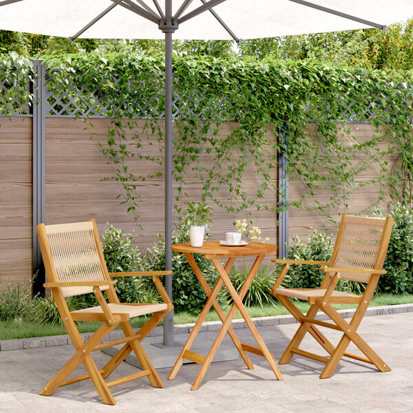 vidaXL 3-tlg. Bistro-Set Beige Polypropylen und Massivholz