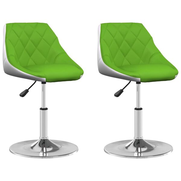 vidaXL Esszimmerst&uuml;hle 2 Stk. Drehbar Gr&uuml;n und Wei&szlig; Kunstleder