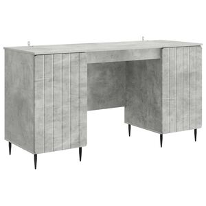 vidaXL Schreibtisch mit T&uuml;r Betongrau 142,5 x 50 x 75 cm Holzwerkstoff