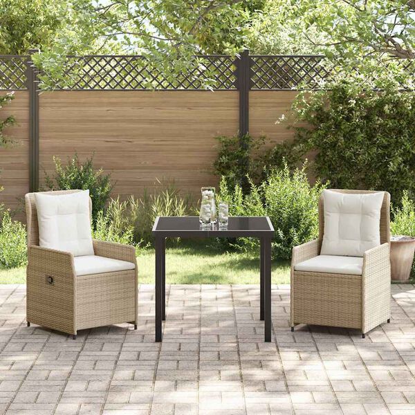 vidaXL Garten Essgruppe 3 pcs Beige und Hellgrau Poly-Rattan