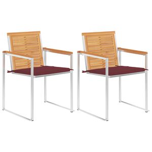 vidaXL Gartenst&uuml;hle mit Kissen 2 Stk. Massivholz Teak und Stahl