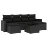 vidaXL 7-tlg. Garten-Sofagarnitur mit Kissen Schwarz Poly Rattan