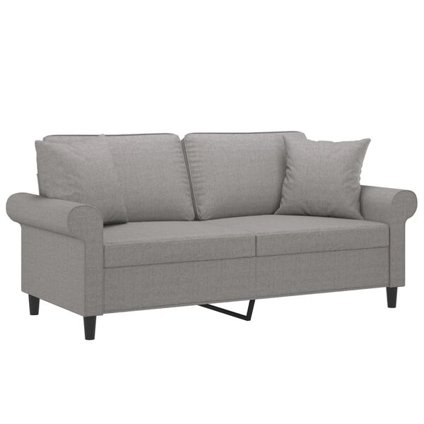 vidaXL 2-Sitzer-Sofa mit Kissen Hellgrau 140 cm Stoff