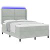 vidaXL Boxspringbett mit LED-Lichtleisten Hellgrau 160 x 200 cm Samt