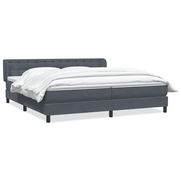 vidaXL Boxspringbett mit Matratzen Dunkelgrau 180x210 cm Samt