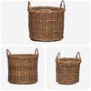 vidaXL Blumentopfkorb mit Speicher 3 pcs Braun Kubu Rattan