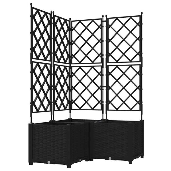 vidaXL Garten-Pflanzgef&auml;&szlig; 3 pcs Schwarz 80 x 80 x 143 cm Stahl