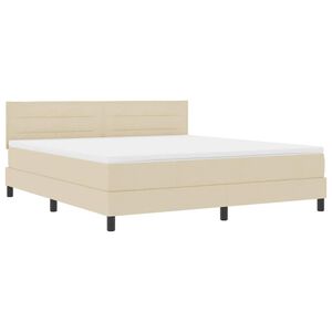 vidaXL Boxspringbett mit Matratze mit LED Creme 180 x 200 cm Stoff