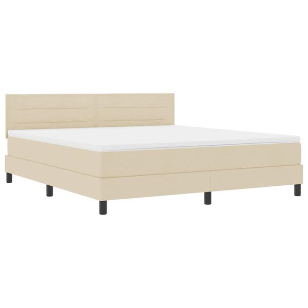 vidaXL Boxspringbett mit Matratze mit LED Creme 180 x 200 cm Stoff