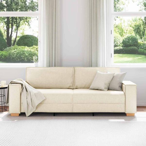 vidaXL 3-Sitzer-Sofa Beige 220 cm Leinenmischgewebe