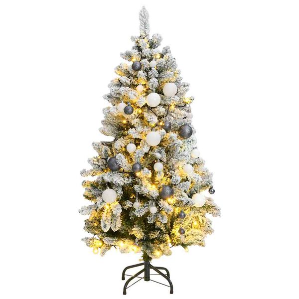 vidaXL K&uuml;nstlicher Weihnachtsbaum Klappbar 150 LEDs & Kugeln 150 cm