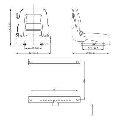vidaXL Staplersitz & Traktorsitz mit Federung Verstellbare Rückenlehne