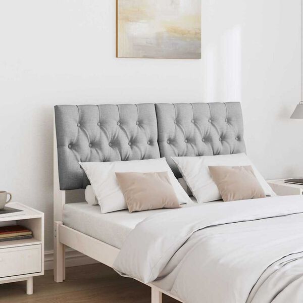 vidaXL Gepolstertes Kopfteil Hellgrau 120 cm Massives Kiefernholz