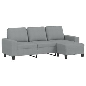 vidaXL 3-Sitzer-Sofa mit Hocker Hellgrau 180 cm Stoff