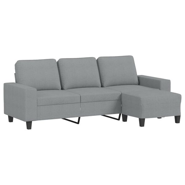 vidaXL 3-Sitzer-Sofa mit Hocker Hellgrau 180 cm Stoff
