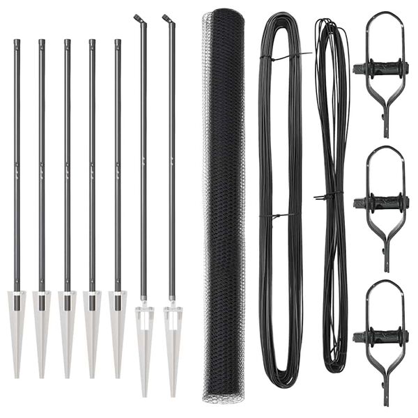 vidaXL Zaunpfosten Grau 10 x 1,5 m (25 mm Maschen) Stahl und PVC