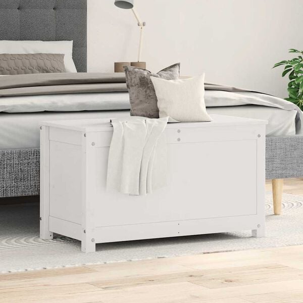 vidaXL Truhe Weiß 80x40x45,5 cm Massivholz Kiefer