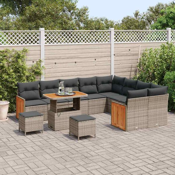 vidaXL Garten-Sofa-Set mit Kissen 12 pcs Grau 90 x 55 x 71 cm