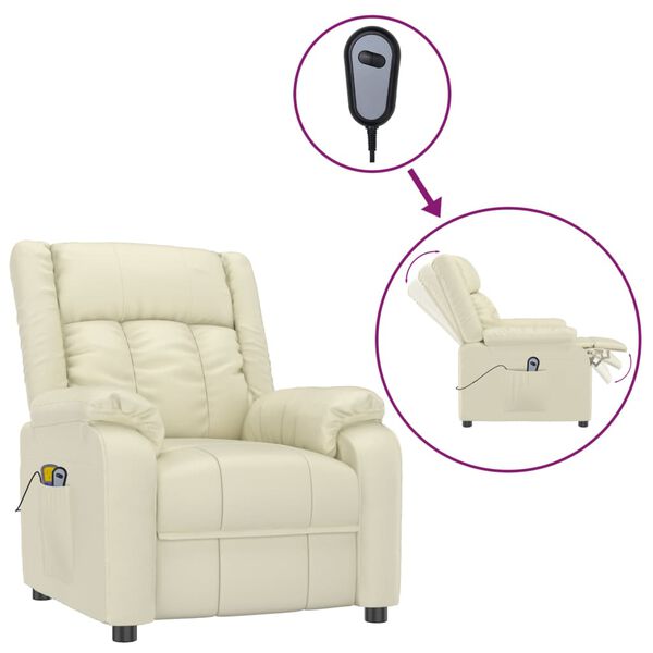 vidaXL Massagesessel Elektrisch Creme Kunstleder