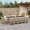 vidaXL 15-tlg. Garten-Essgruppe mit Kissen Beige Poly Rattan