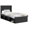 vidaXL Bettgestell mit Stauraum und Kopfteil Schwarz 75 x 190 cm