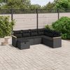 vidaXL 7-tlg. Garten-Sofagarnitur mit Kissen Schwarz Poly Rattan