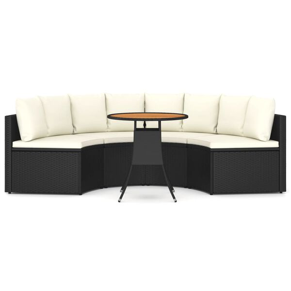 vidaXL 5-tlg. Garten-Sofagarnitur mit Auflagen Poly Rattan Schwarz