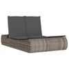 vidaXL Doppel-Sonnenliege mit Kissen Grau Poly Rattan