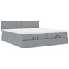 vidaXL Ottoman-Bett mit Matratzen Hellgrau 200x200 cm Stoff