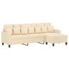 vidaXL 3-Sitzer-Sofa mit Hocker Creme 210 cm Stoff