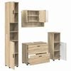 vidaXL Badezimmerm&ouml;bel-Set 4 pcs Sonoma-Eiche Sperrholz und Metall